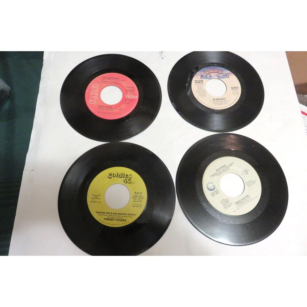 LOT OF 4 VINTAGE 45 RPM RECORDS MADONNA, FREDDY FENDER &2 MORE